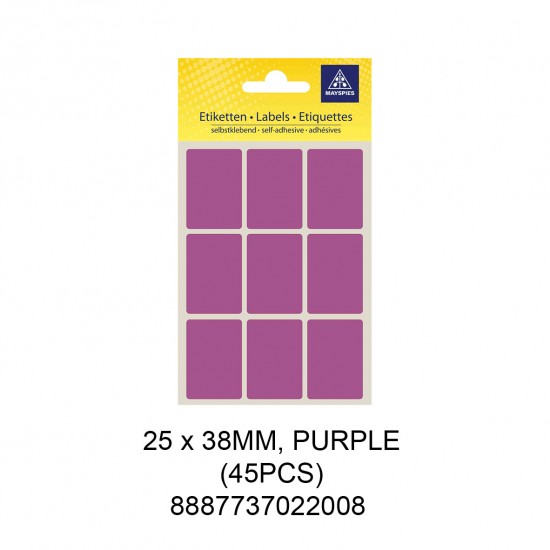 MAYSPIES MS-25X38MM COLOUR LABEL / 5 SHEETS/PKT / 45PCS / 25X38MM PURPLE